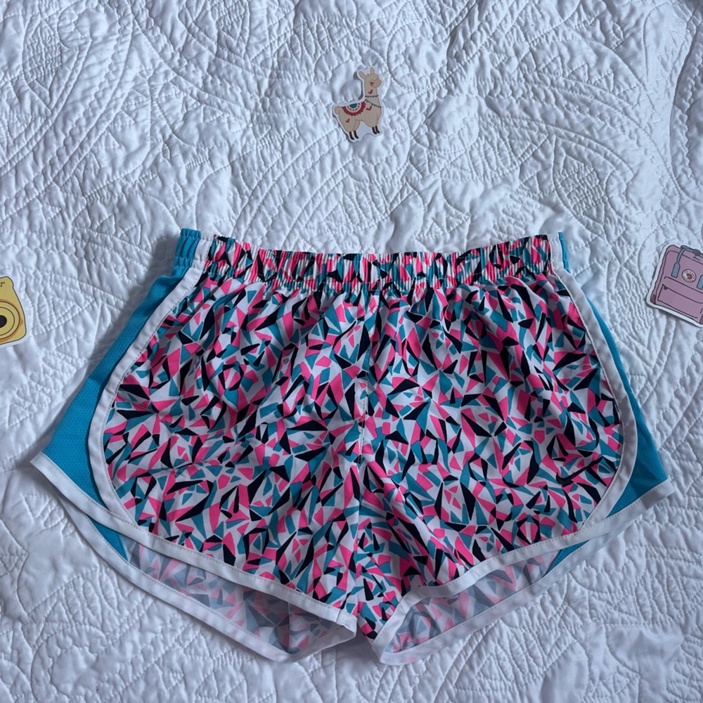 Nike Pink and Blue Athletic Shorts with Leopard Print